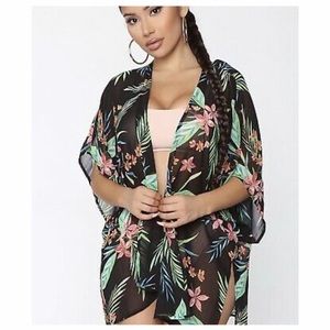 Women’s sheer chiffon kimono cover up top one size